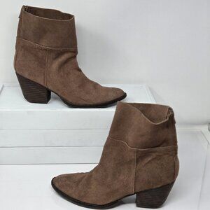Matisse Shamus Boots Womens 8.5 Brown Suede Leather Western Heel Ankle Slouchy